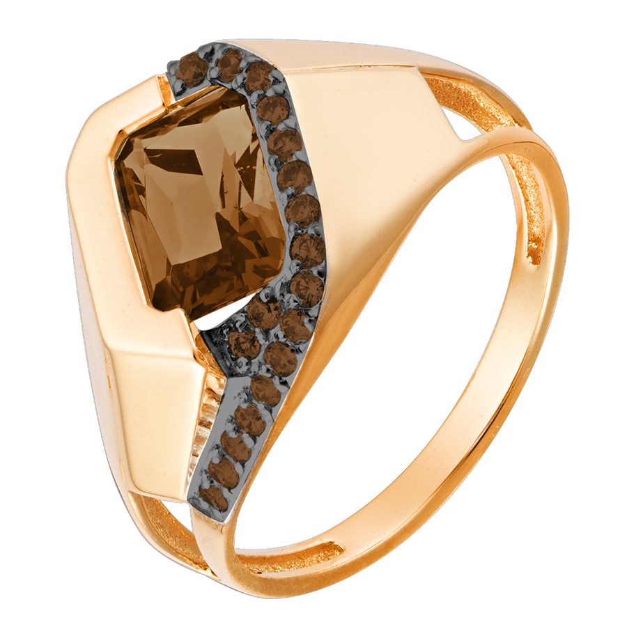Кольцо, золото, раухтопаз, кл3490-4